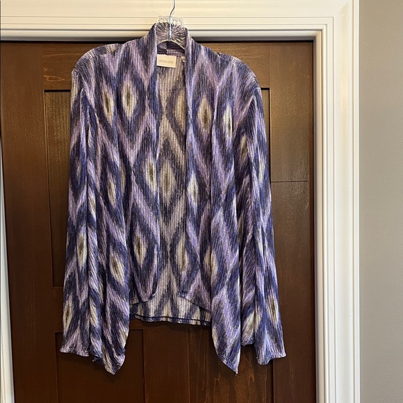 Chico's Sweaters - Chico's Blue and Cream Patterned Cardigan